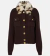 Givenchy Fur Collar Button-up Cardigan In Brown