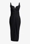 Givenchy Womens Dark Blue Contrast-stitch Panelled Denim Midi Dress In Blue