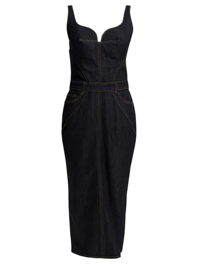 Givenchy Sheath Dress In Raw Denim In Multi