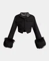 Givenchy Blouson Slim En Laine Et Fourrure In Dark Grey