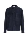 Givenchy Blue Jacket With Classic Collar And Front Pockets Insuede Man In Blue