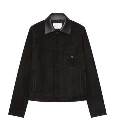 Givenchy Sheepskin Trucker Jacket In Blue