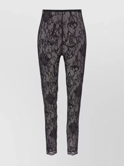 Givenchy Sheer Lace Fabric Elastic Waistband Leggings In Black