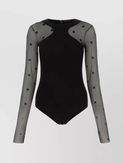 GIVENCHY SHEER PANEL VISCOSE BODYSUIT