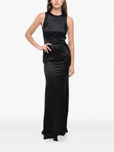 Givenchy Silk Dress With Mesh Back In Black