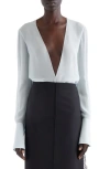 Givenchy Transparent Open-back Silk Blouse In Frost