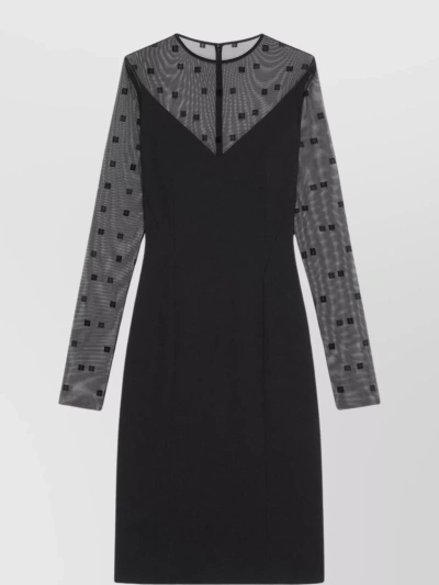 Givenchy Bi-material Dress With 4g Motif In Black