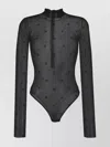 Givenchy Semi-sheer Polka-dot Bodysuit In Grey