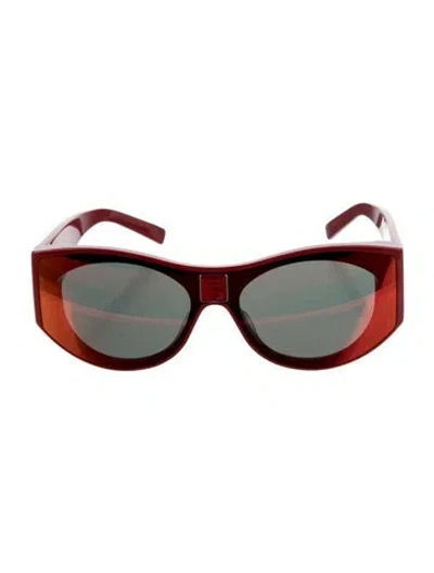 Pre-owned Givenchy Shield Mirrored Sunglasses In Red