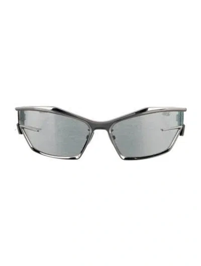 Pre-owned Givenchy Shield Mirrored Sunglasses In Silver