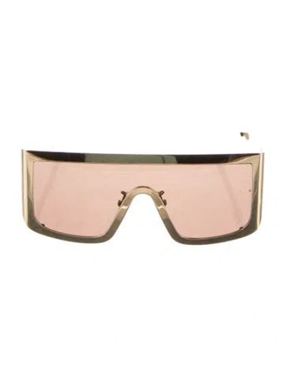Pre-owned Givenchy Shield Tinted Sunglasses In Gold