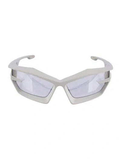 Pre-owned Givenchy Shield Tinted Sunglasses In White
