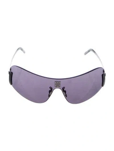 Pre-owned Givenchy Shield Tinted Sunglasses In White