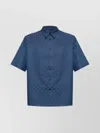 Givenchy Mens Monogram-print Relaxed-fit Cotton-blend Shirt Grey Blue