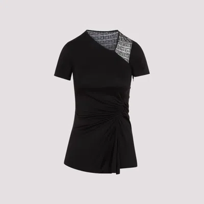 Givenchy 4g Mesh Draped Top In Black