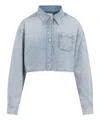 Givenchy Long-sleeved Cropped Shirt In Blue