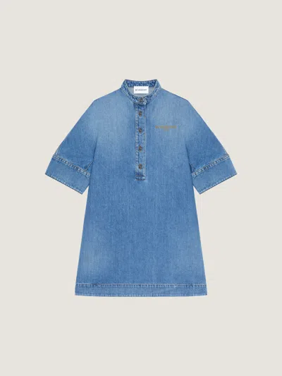 Givenchy Shirt Dress In Washed Denim In Blue