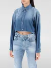 Givenchy Cropped Denim Button-front Shirt In Hellblau
