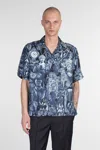Givenchy Mens Black Navy Logo-embellished Relaxed-fit Woven Bowling Shirt