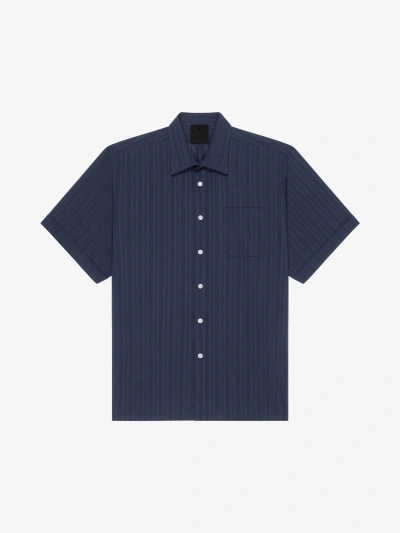 Givenchy Shirt In Cotton Voile With Stripes In Navy