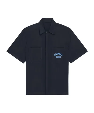Givenchy Shirt In Cotton With  Paris Embroidery In Blue