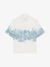 Givenchy Shirt In Linen With Hubert Objects Print In Blue/white