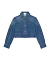 Givenchy Cropped Raw-edge Cotton Denim Jacket In Blue