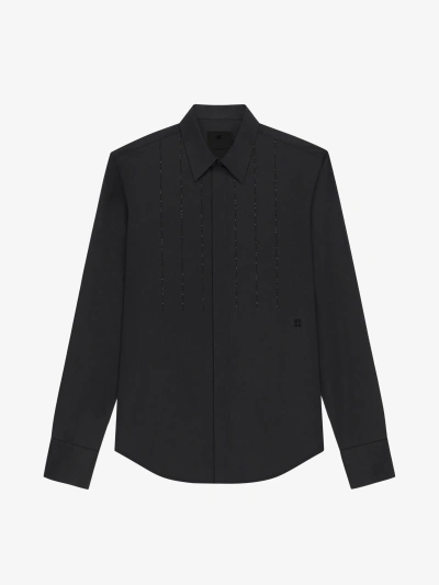 Givenchy Shirt In Poplin With Embroidered Front Panel In Black