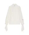 Givenchy Shirt In Silk Blend With Lavalliere And Hg Embroidery In Off White
