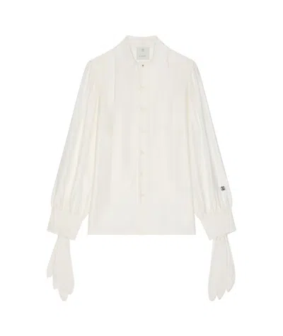 Givenchy Shirt In Silk Blend With Lavalliere And Hg Embroidery In Off White