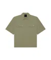 Givenchy Boxy Monogram 72 Embossed Short Sleeve Button-up Shirt In Almond Green
