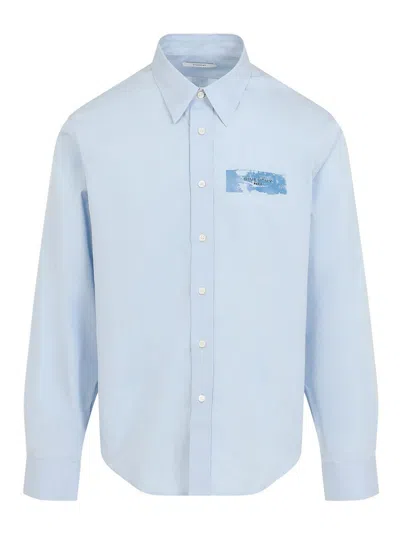 Givenchy Mens Long Sleeve Poplin Cotton Shirt In Blue