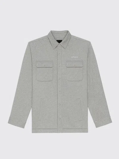 Givenchy Logo Embroidered Fleece Shirt In Gray