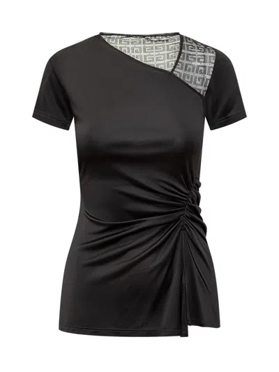 Givenchy 4g Mesh Draped Top In Black