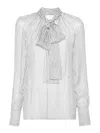 Givenchy Polka Dots Blouse In Silk Chiffon With Lavallière In Gray