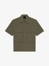 Givenchy Boxy Monogram 72 Embossed Short Sleeve Button-up Shirt In Khaki