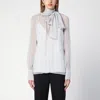 Givenchy Polka Dots Blouse In Silk Chiffon With Lavallière In Gray