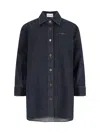 Givenchy Collared Neck Structured Long Sleeves Top In Blue