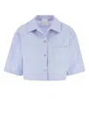 Givenchy Cropped Cotton Shirt With Embroidered Logo In Blue