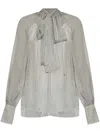 Givenchy Polka Dots Blouse In Silk Chiffon With Lavallière In Gray