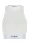 Givenchy White Ribbed Stretch Cotton Cropped Tank Top In White