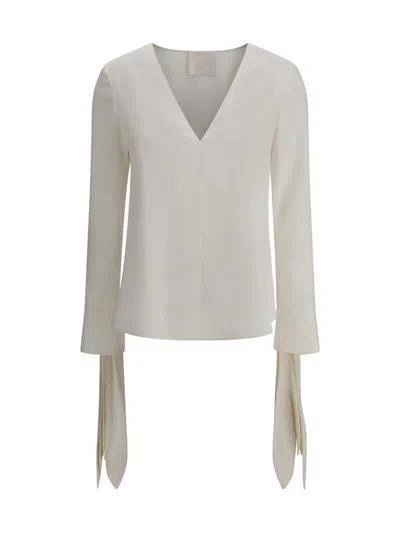 Givenchy Silk V-necked Blouse In White