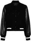 Givenchy Wool Blend Parka With Leather Sleeves And Iconic Branding In Black