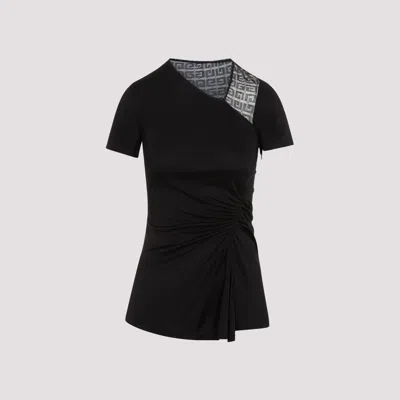 Givenchy 4g Mesh Draped Top In Black