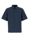 Givenchy Jacquard Monogram Short-sleeved Shirt In Blue