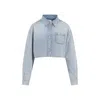 Givenchy Cropped Lyocell Shirt With Pointed Collar In Blue