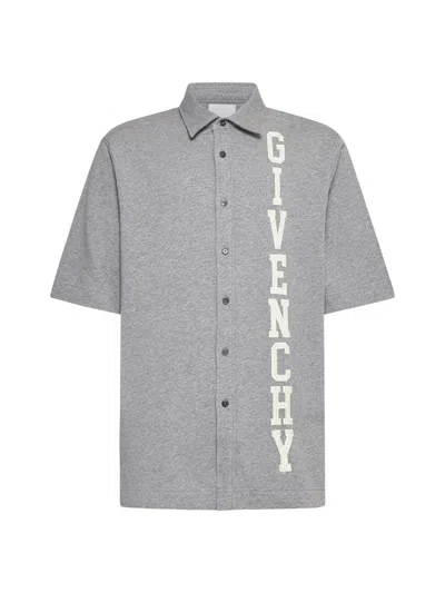 Givenchy College Shirt In Fleece In Light Grey