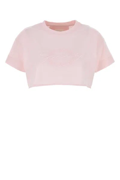 Givenchy Embroidered Logo Cotton Crop T-shirt In Pink