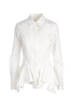 Givenchy Ruffled Peplum-hem Cotton Shirt In White