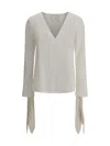 Givenchy Blouse With Bows In Poplin And 4g Embroidery In White